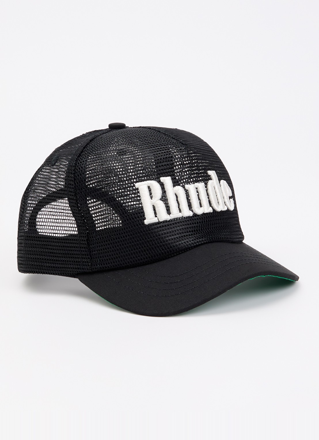 Rhude Pet van mesh met logoborduring - voorkant zwart