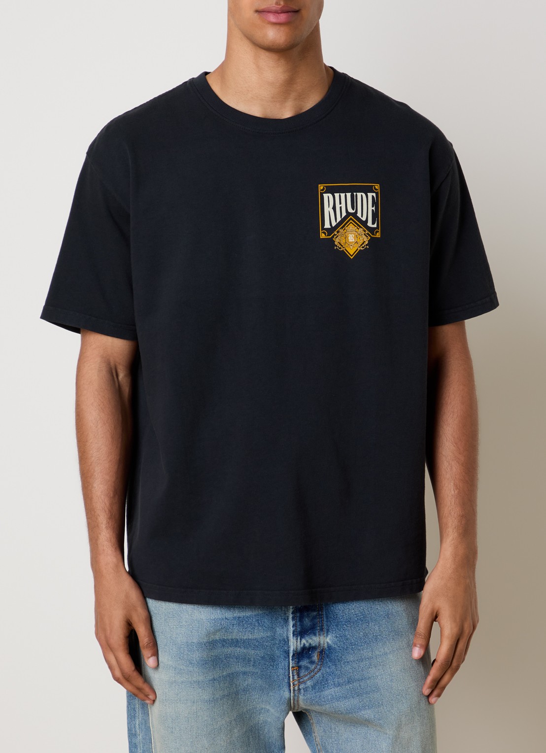 Rhude Playing Card T-shirt met logo- en backprint - achterkant zwart