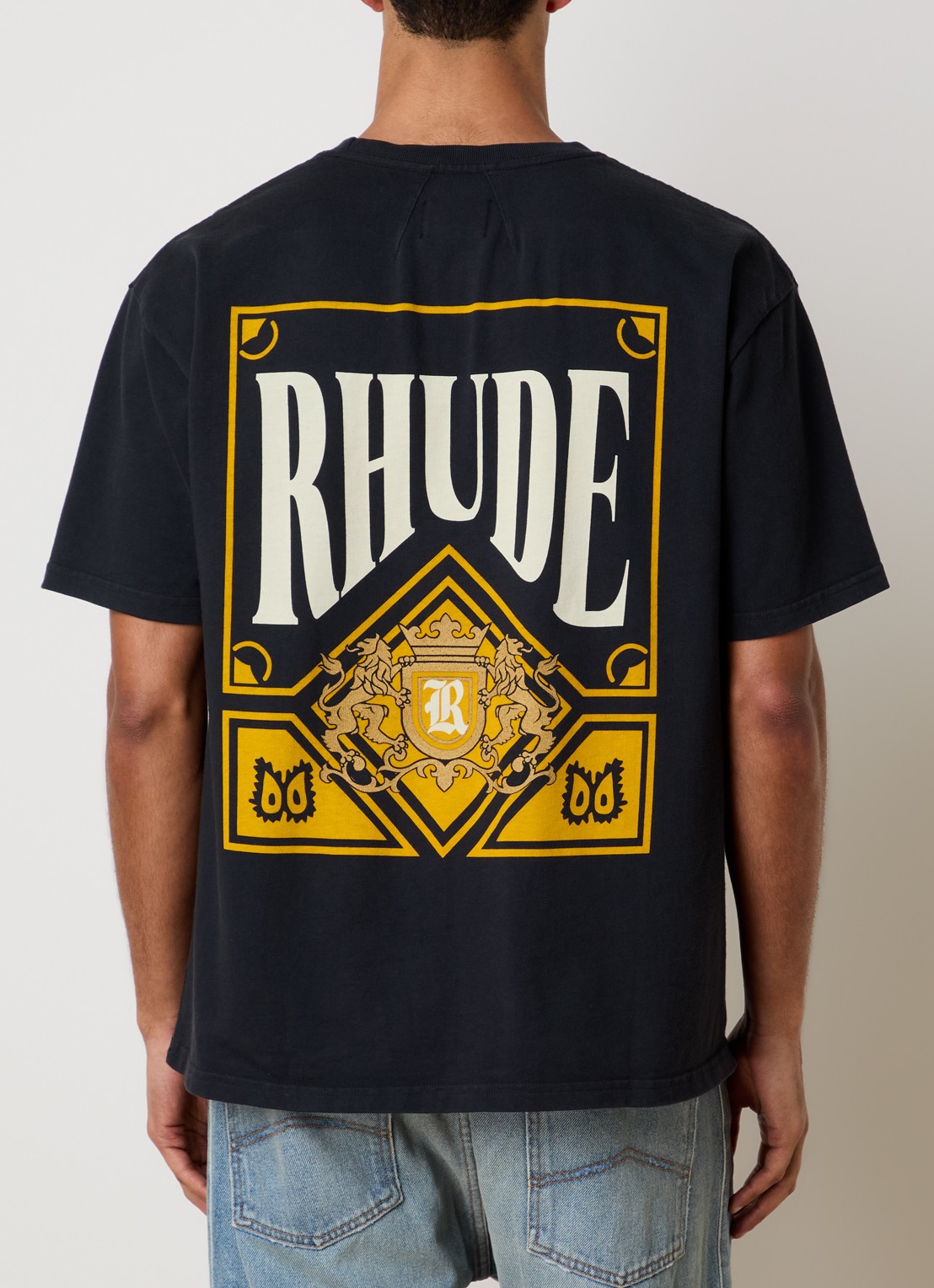 Rhude Playing Card T-shirt met logo- en backprint - detail 4 zwart