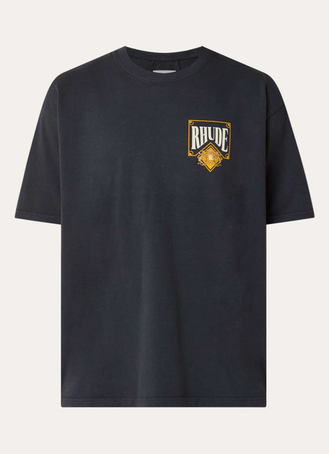 Rhude Playing Card T-shirt met logo- en backprint - voorkant 2 zwart