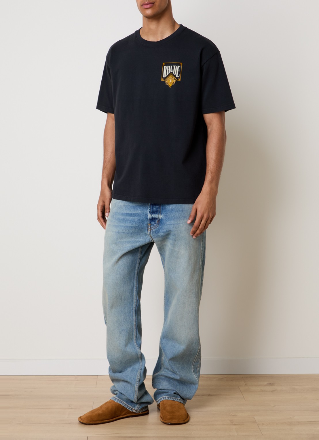 Rhude Playing Card T-shirt met logo- en backprint - voorkant 3 zwart