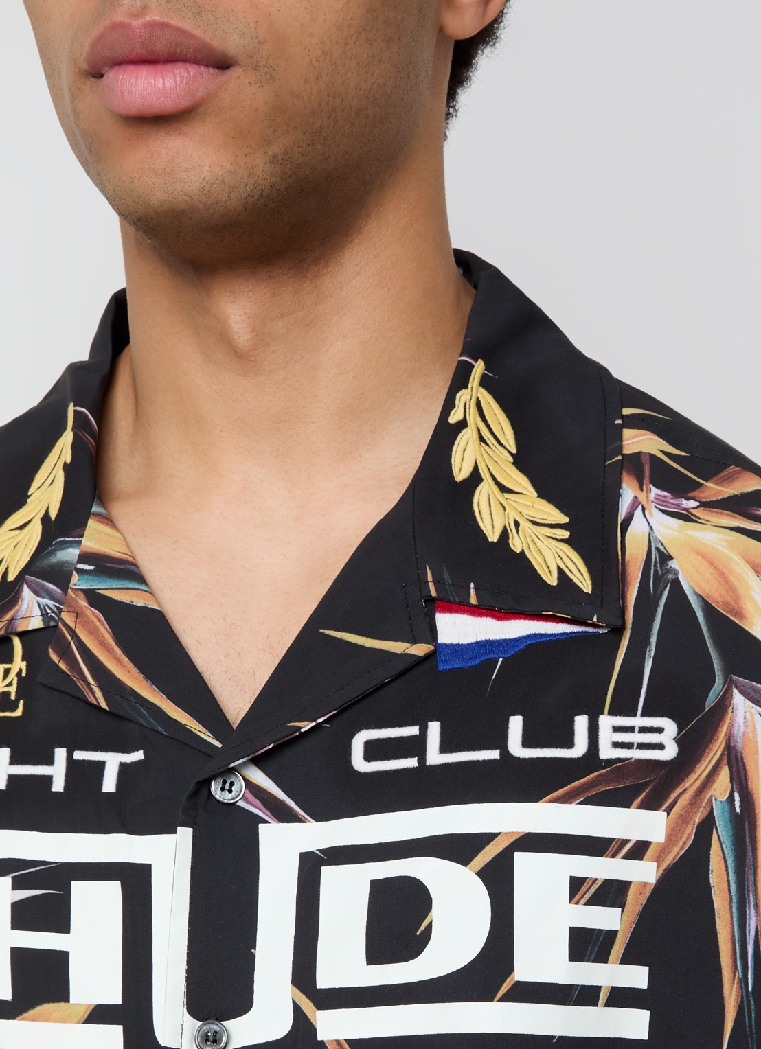 Rhude Regatta Club regular fit overhemd met logoprint  - detail 5 zwart