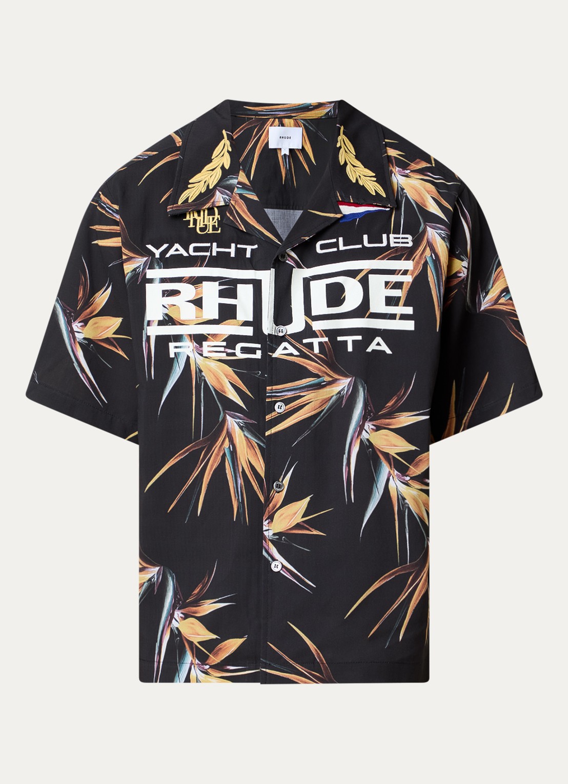 Rhude Regatta Club regular fit overhemd met logoprint  - voorkant 2 zwart