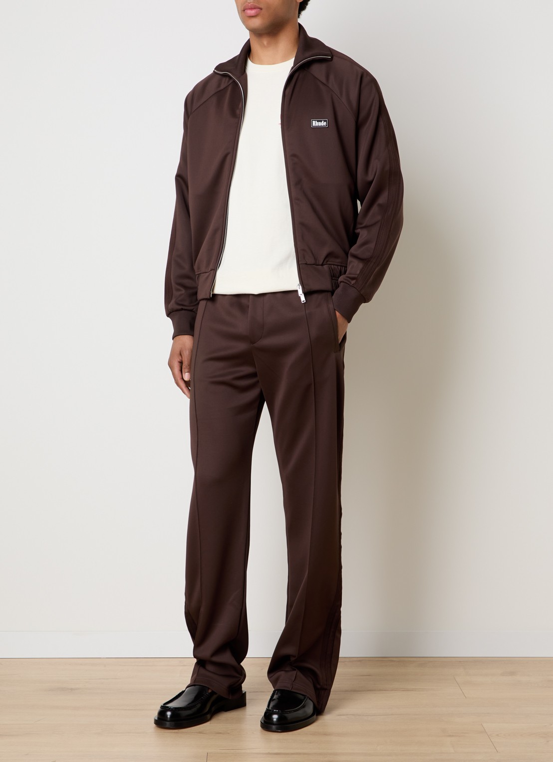Rhude Trofeo straight fit joggingbroek met steekzakken - voorkant 6 chocoladebruin