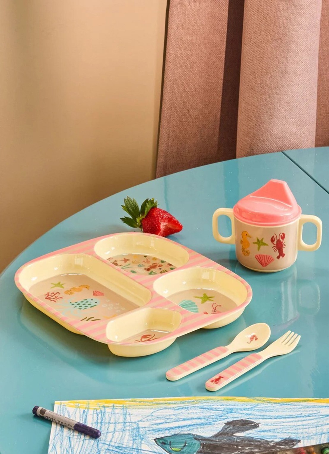 Rice Kinderbord 24 cm - voorkant 3 oudroze