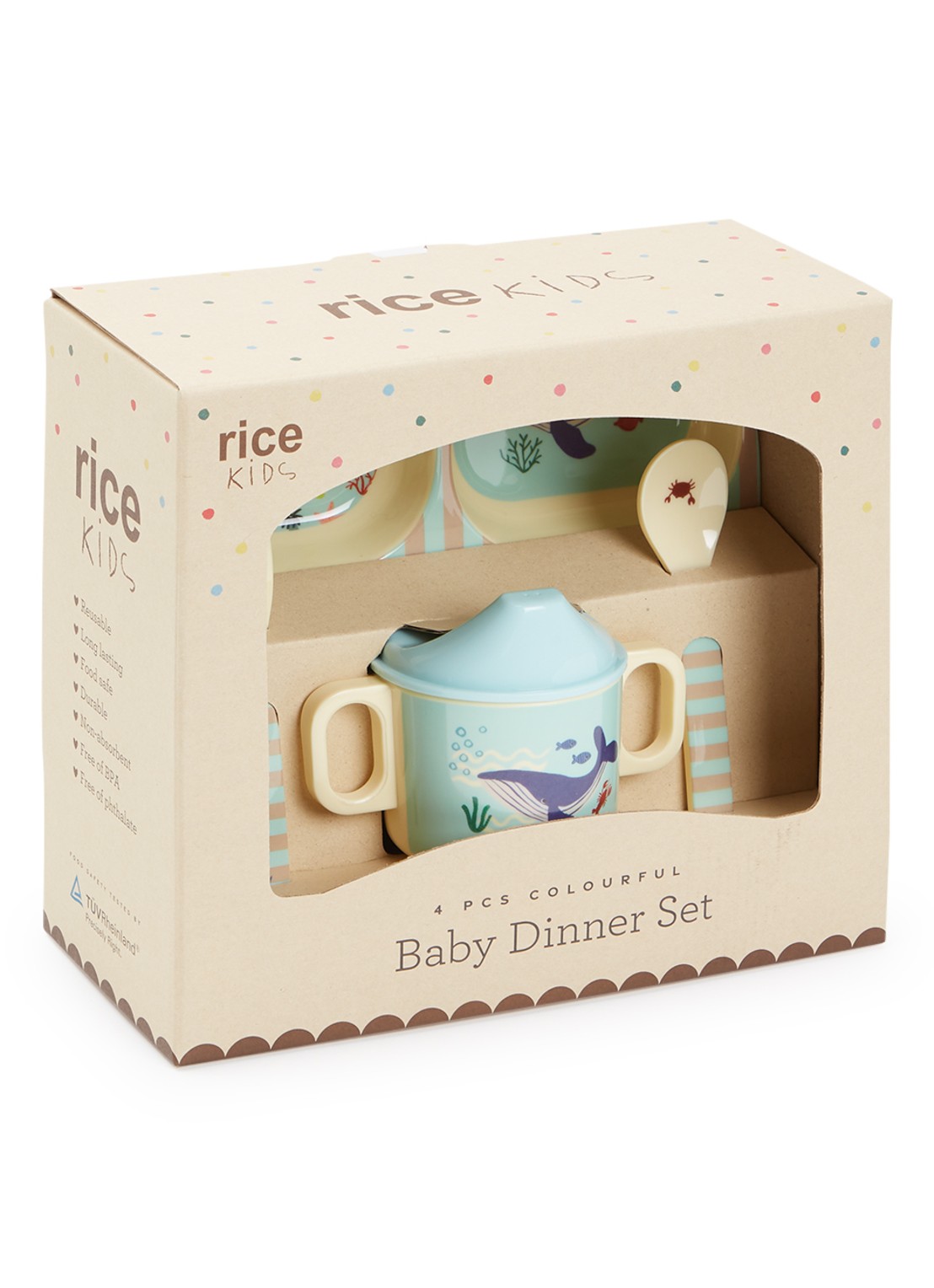 Rice Kinderservies 4-delig - voorkant blauw