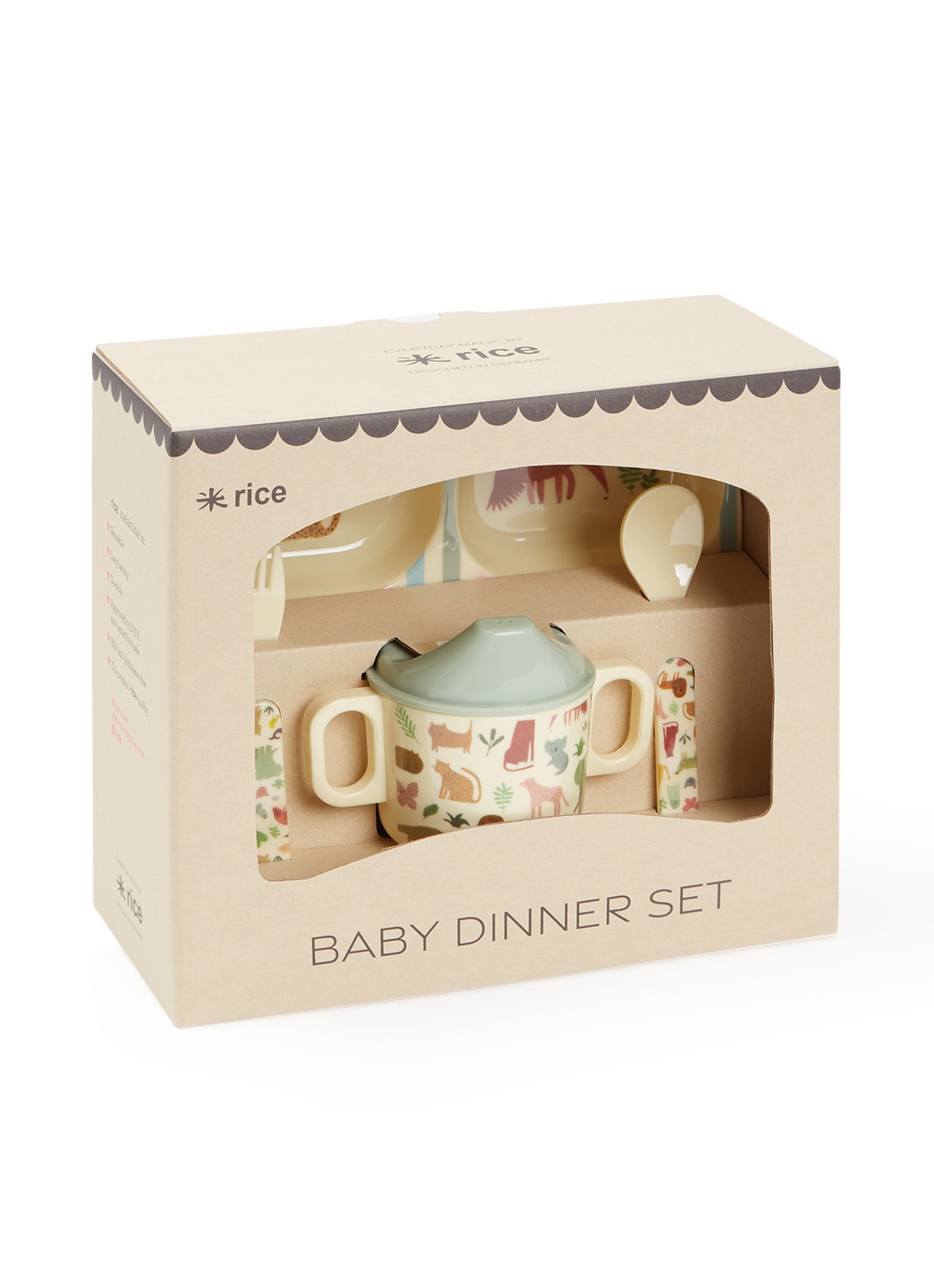 Rice Kinderservies 4-delig - voorkant beige