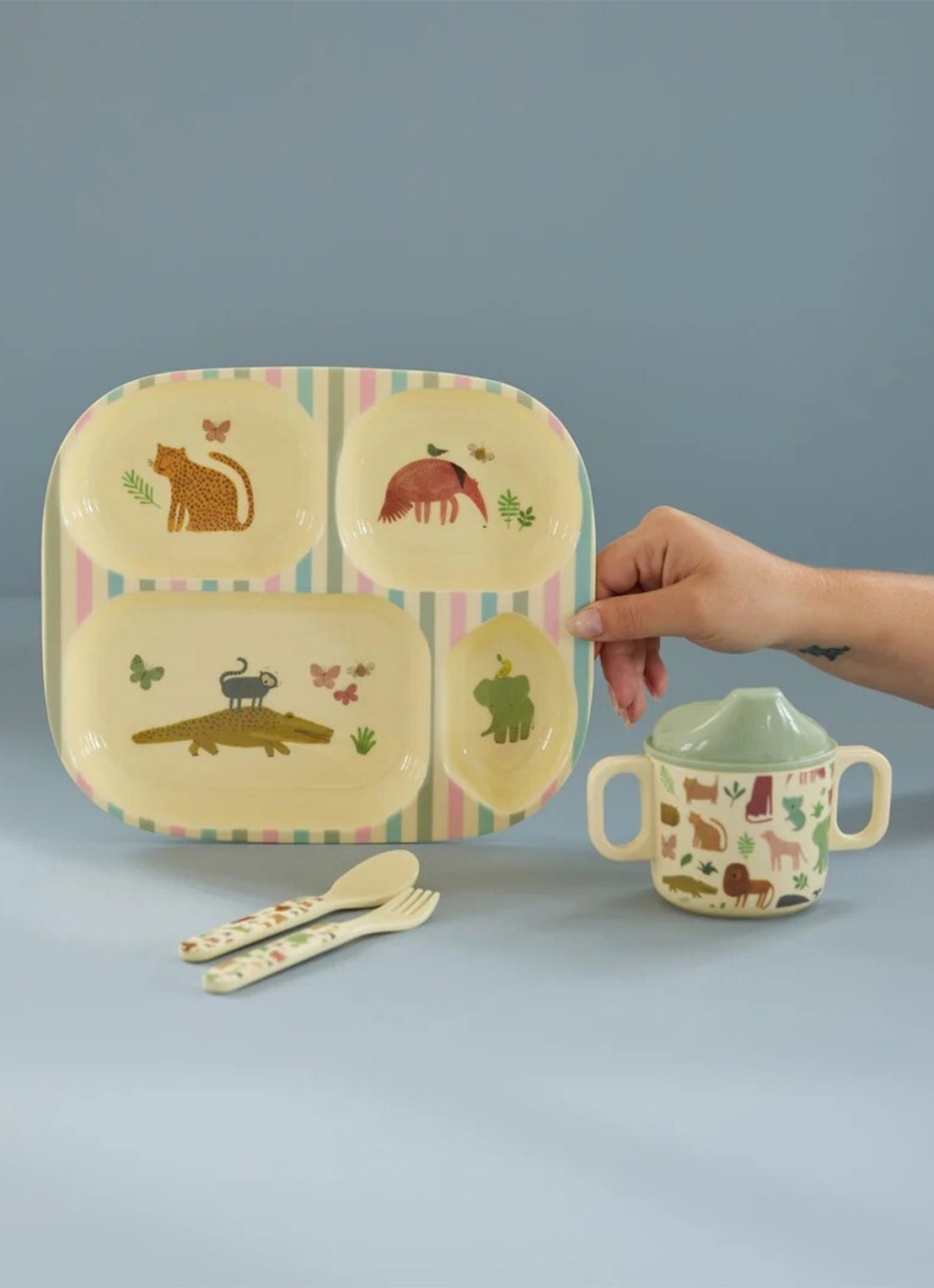 Rice Kinderservies 4-delig - voorkant 2 beige