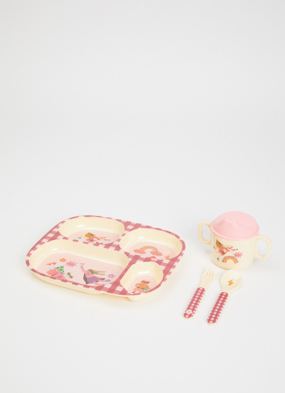 Rice Kinderservies 4-delig - voorkant 2 roze