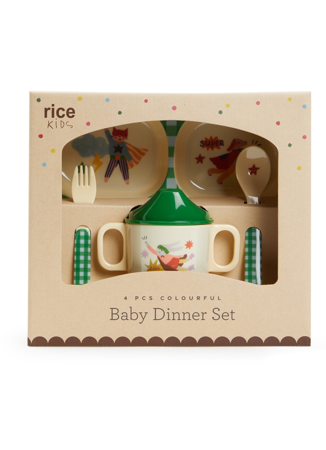 Rice Kinderservies 4-delig - voorkant groen