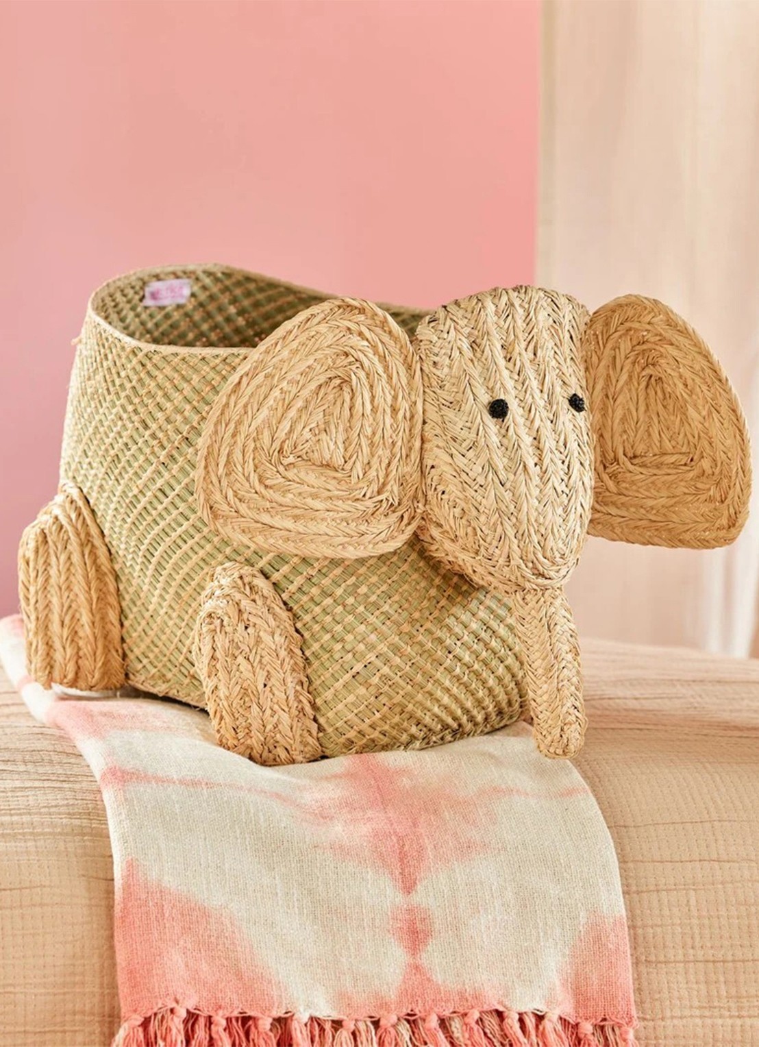 Rice Opbergmand dieren 21 cm - voorkant 2 beige