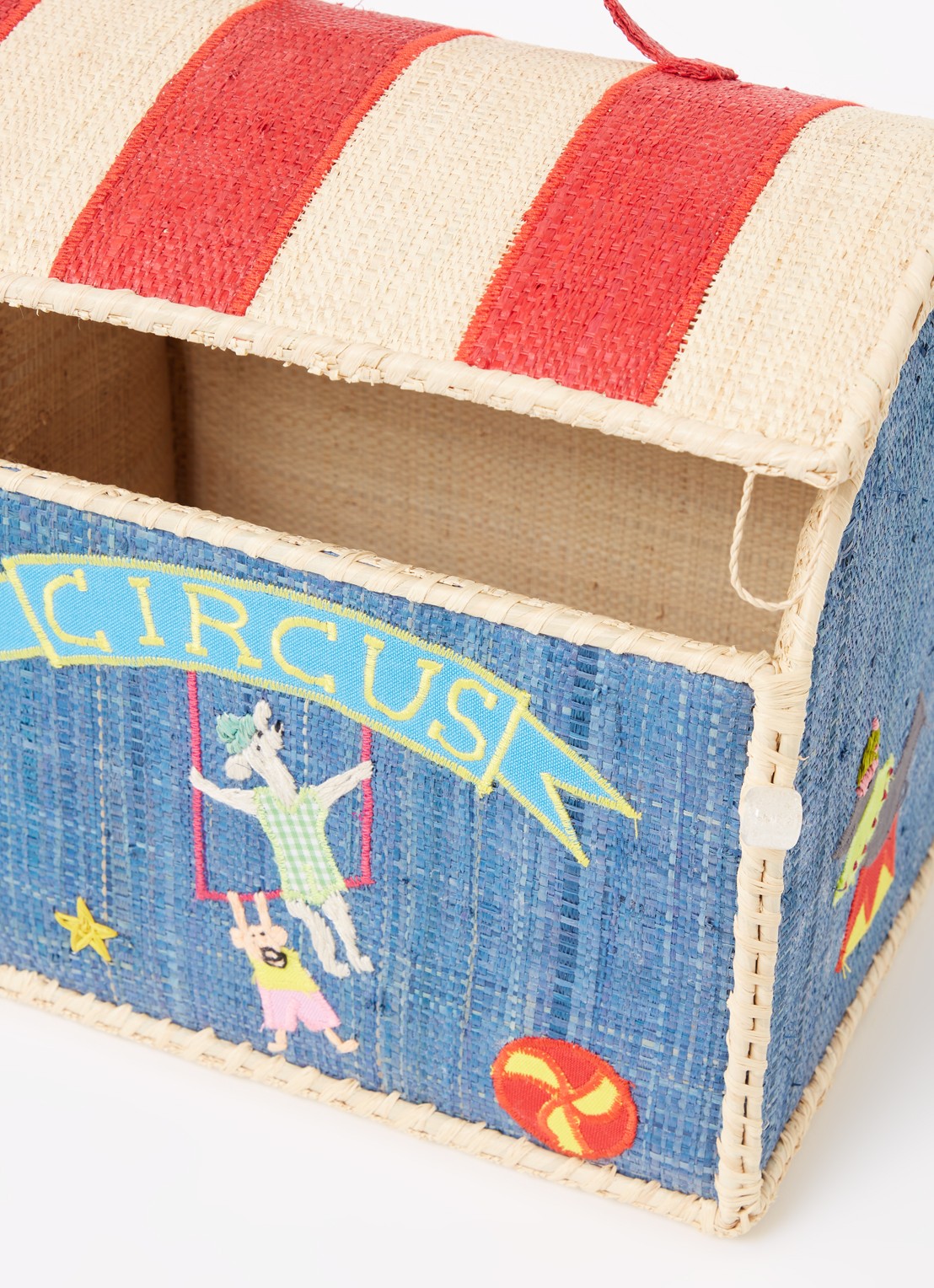 Rice Opbergmand met borduring 22 cm - detail 3 blauwgrijs