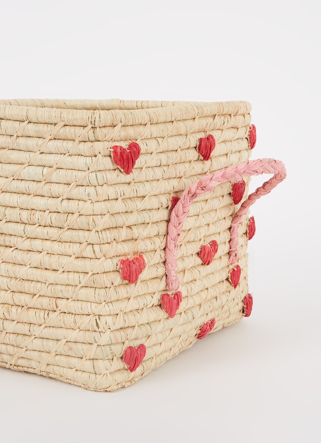 Rice Opbergmand van raffia 25 cm - detail beige