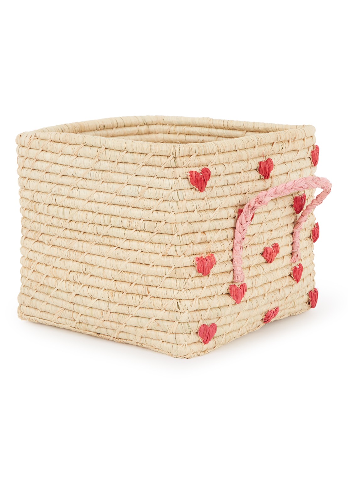 Rice Opbergmand van raffia 25 cm - voorkant 2 beige