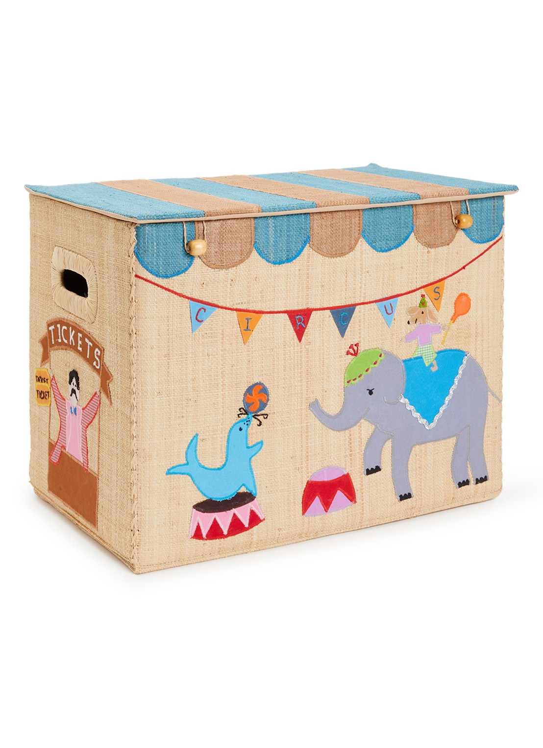 Rice Opbergmand van raffia 36 cm - voorkant beige