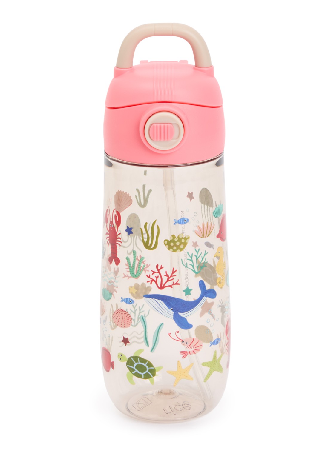Rice Waterfles met print - voorkant koraalroze