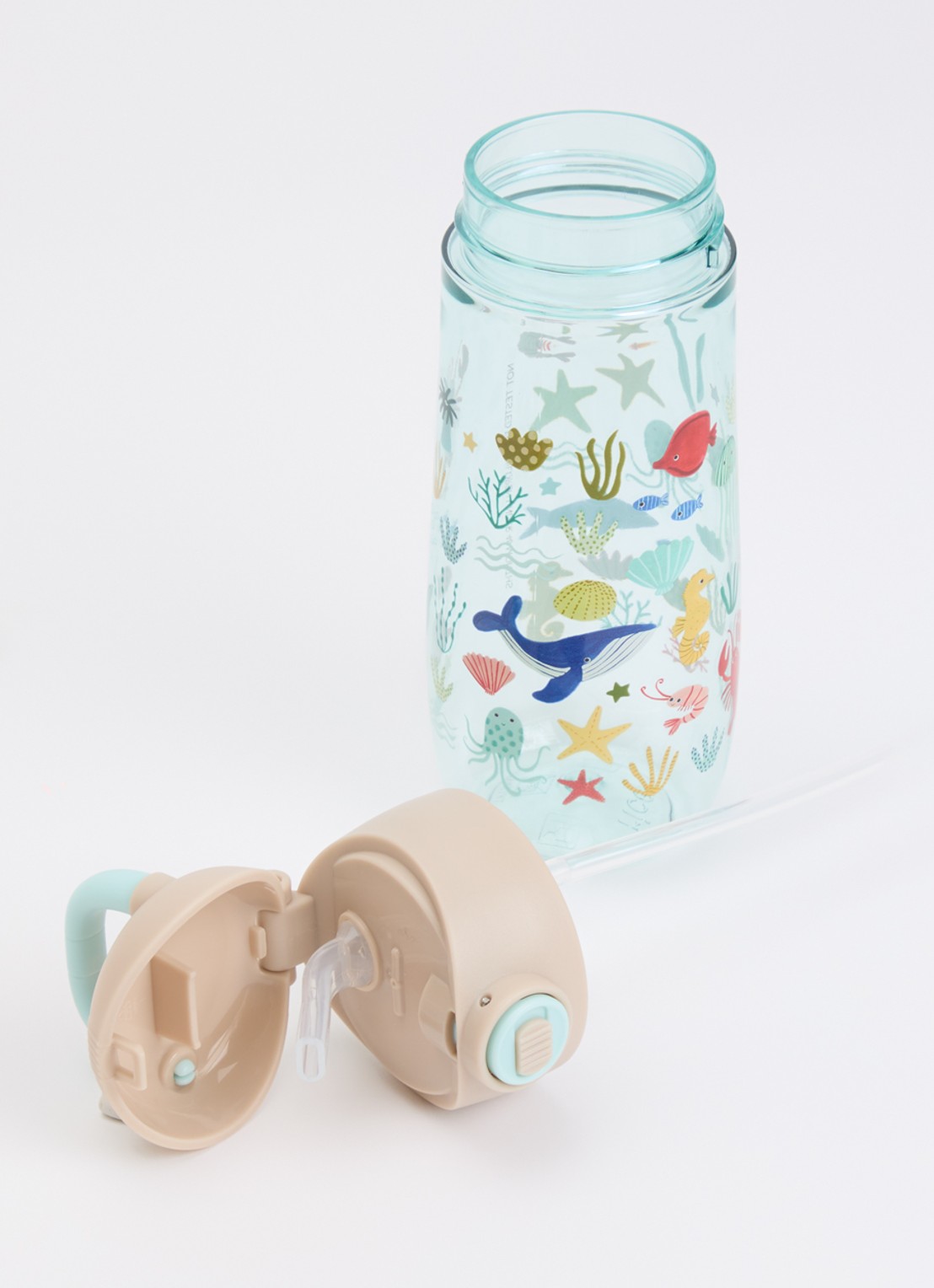 Rice Waterfles met print - voorkant 2 aquablauw