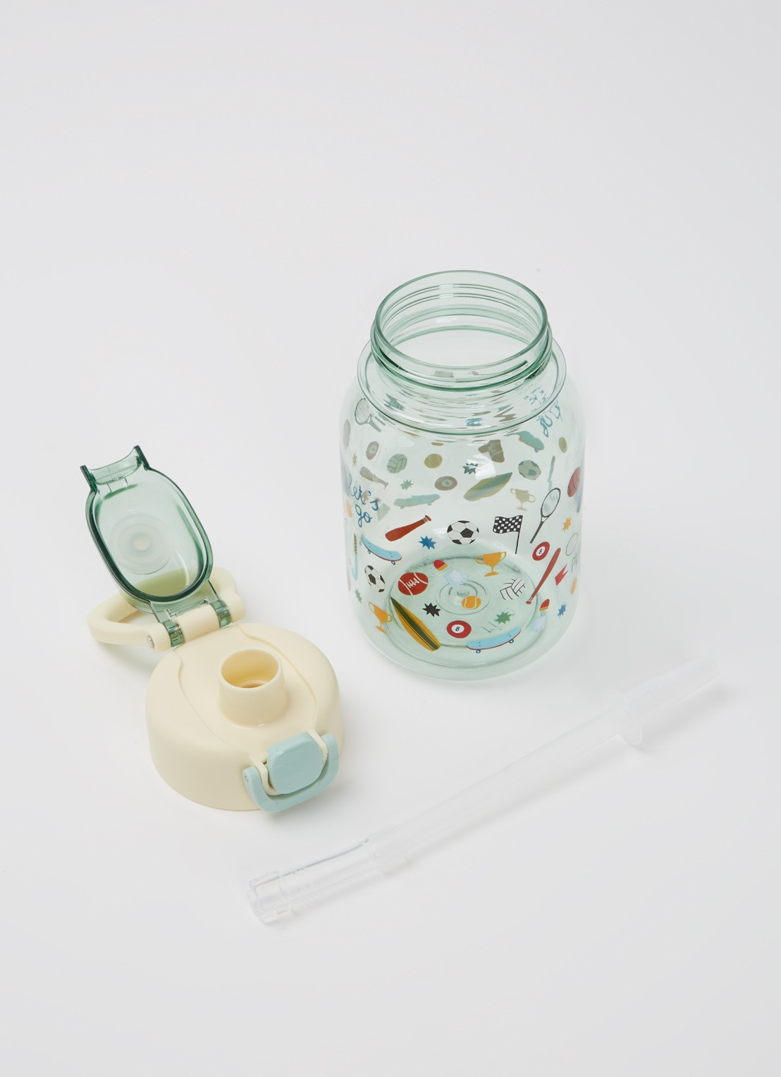 Rice Waterfles met print - voorkant 2 lichtgroen