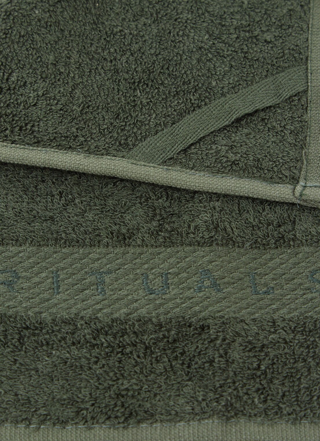 Rituals Bamboo gastendoek set van 6 - 550 gr/m2 - 30 x 30 cm - detail donkergroen