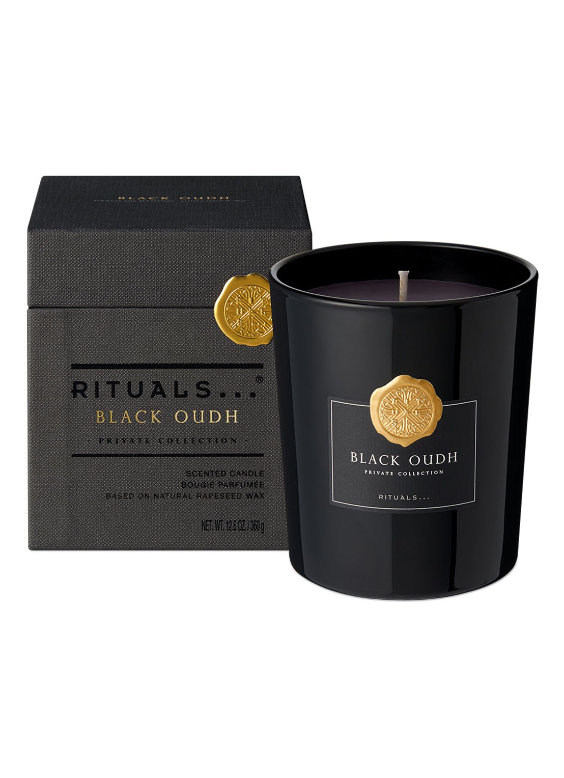 Rituals Black Oudh geurkaars  - voorkant 2 zwart