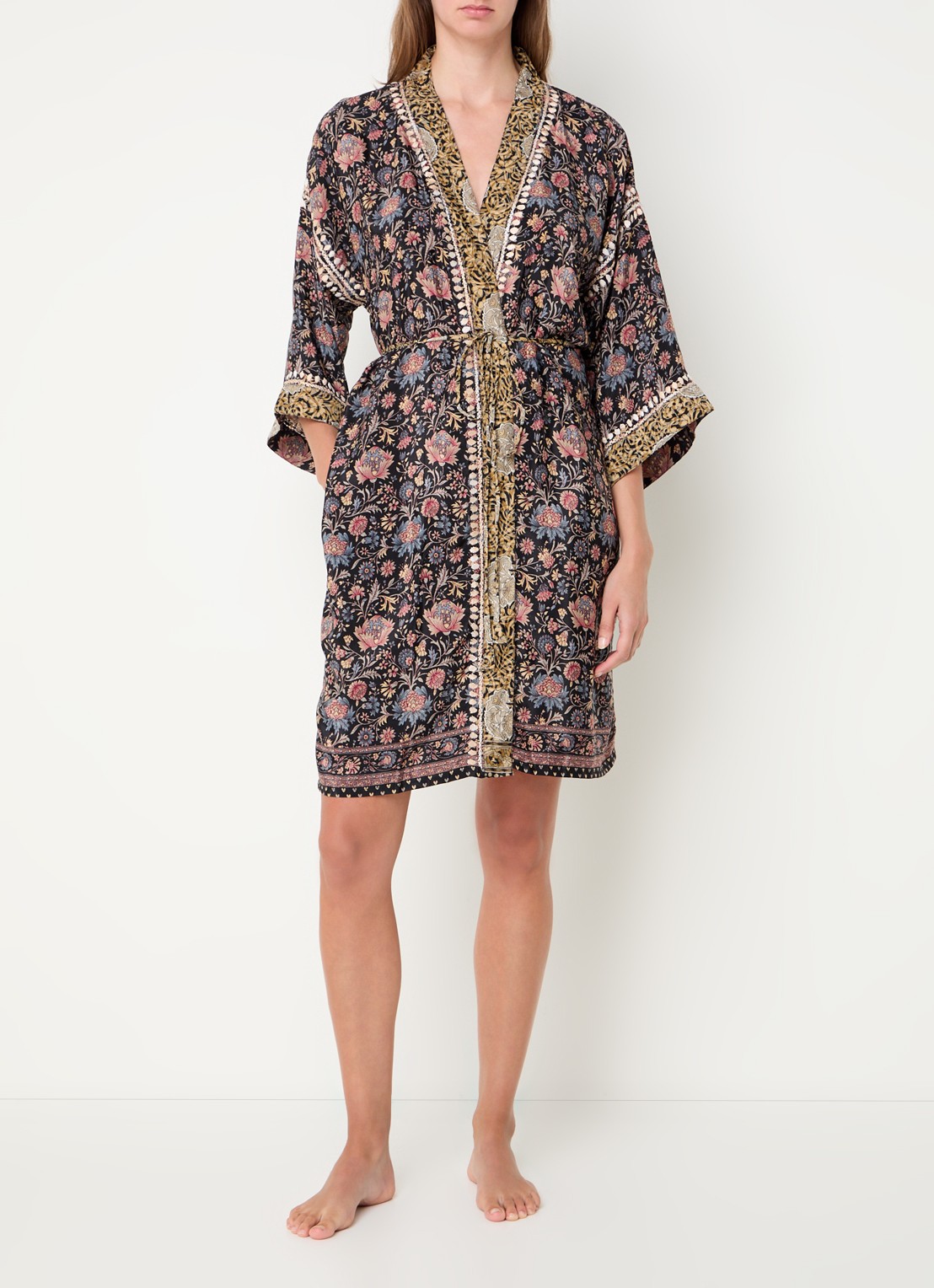 Rituals Jaypur kimono met print - voorkant 5 zwart