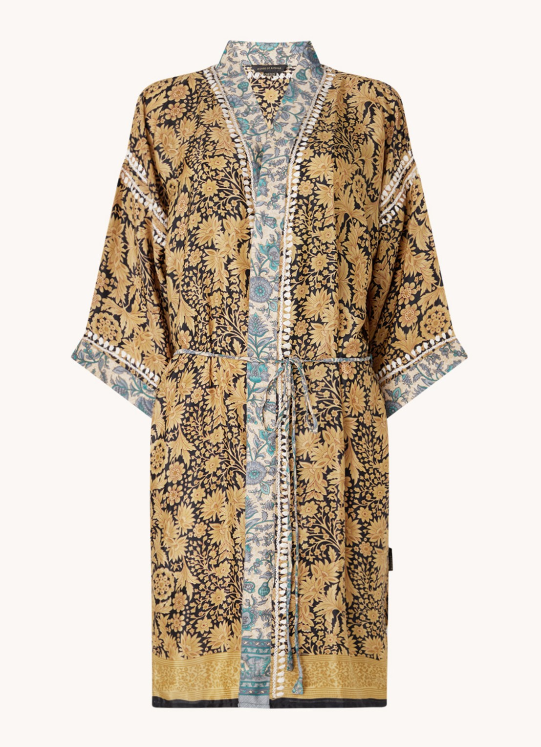 Rituals Jaypur Saree kimono van satijn met print - voorkant 2 zwart