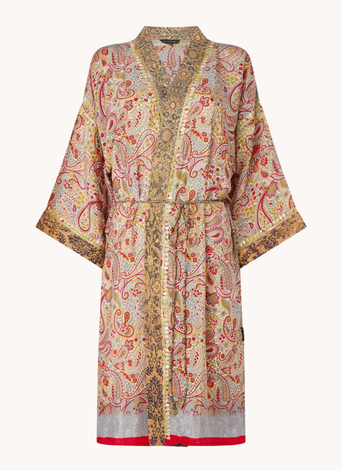 Rituals Jaypur Saree kimono van satijn met print - voorkant 4 steenrood