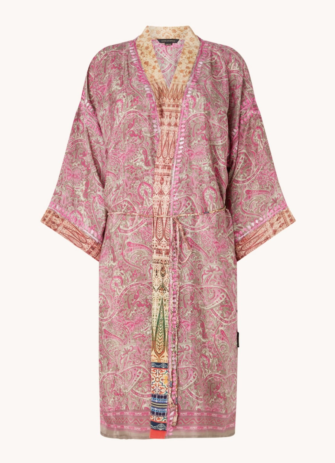 Rituals Jaypur Saree kimono van satijn met print - voorkant 2 roze
