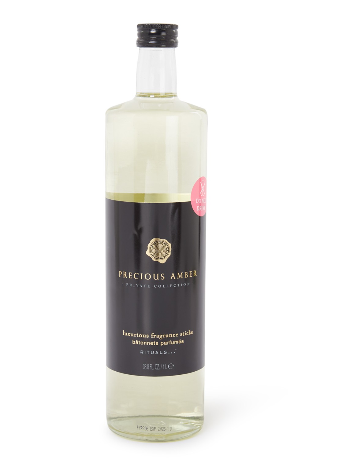 Rituals Precious Amber Fragrance Sticks Refill - navulling voor luxe geurstokjes 1000 ml - voorkant zwart