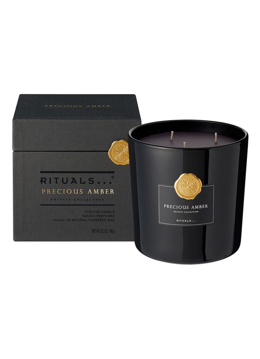 Rituals Precious Amber XL geurkaars 1000 gram - voorkant 2 zwart