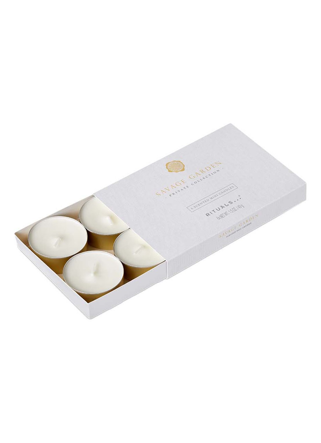 Rituals Savage Garden Mini geurkaars 43 gram set van 6 - detail wit