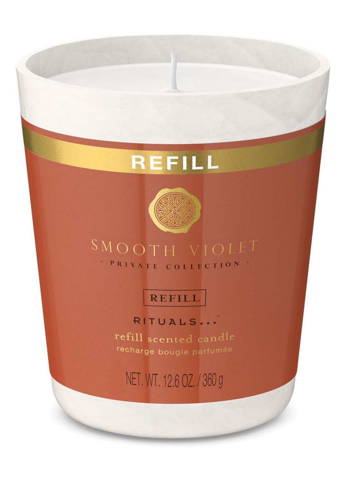 Rituals Smooth Violet Refill Scented Candle - navulling geurkaars 360 gram - voorkant beige