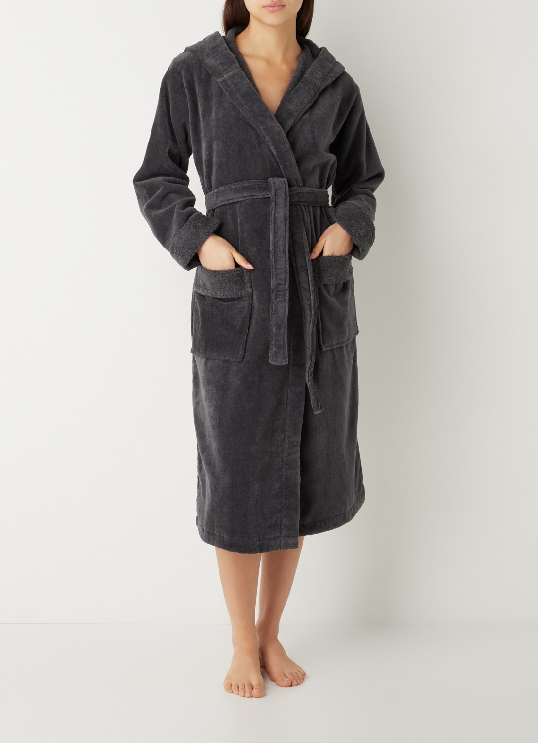 Rituals Super Smooth badjas van katoen - voorkant 5 antraciet