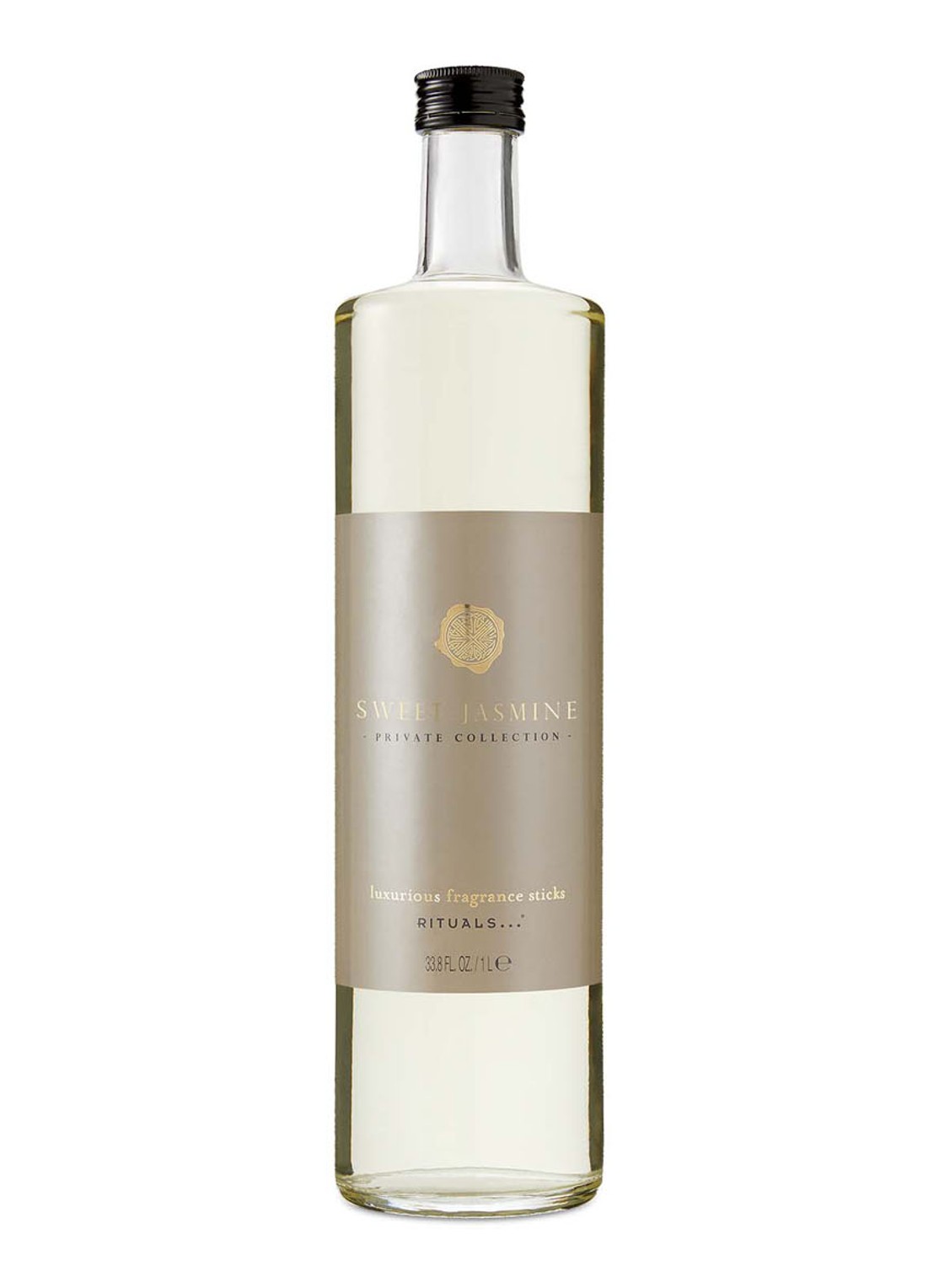 Rituals Sweet Jasmine Fragrance Sticks Refill - navulling voor luxe geurstokjes 1000 ml - voorkant goud