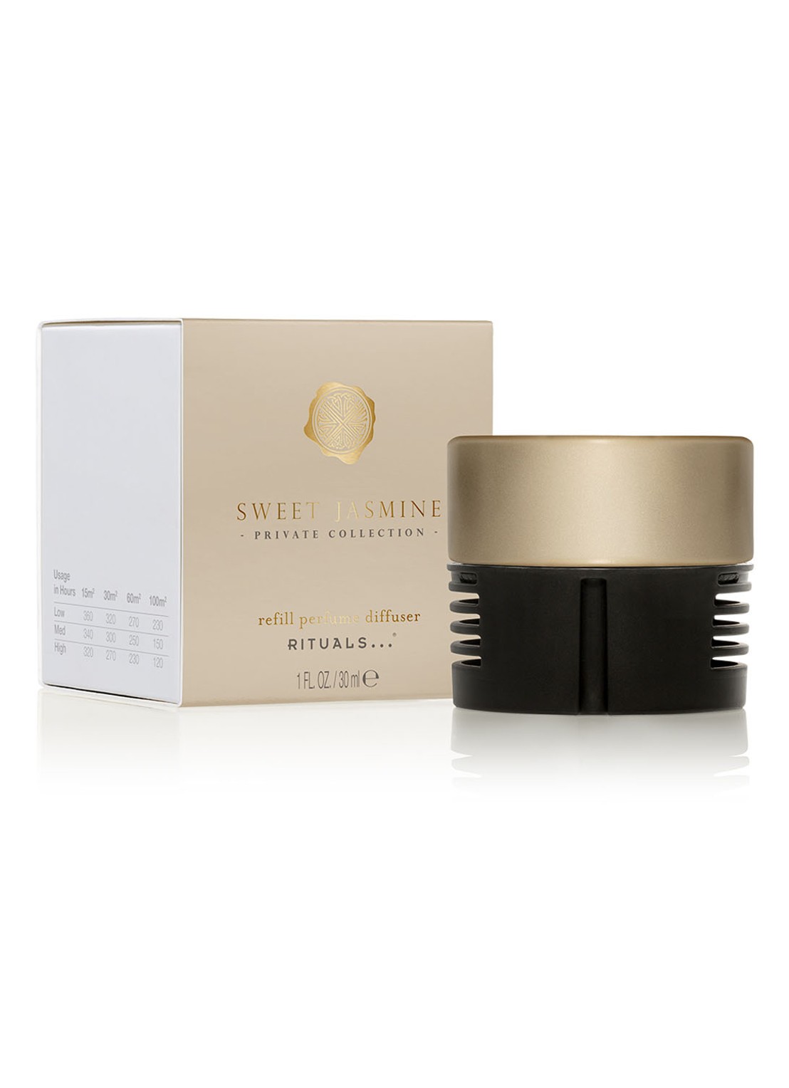 Rituals Sweet Jasmine huisparfum geschikt voor Perfume Genie 2.0 - navulling 30 ml - voorkant 3 goud