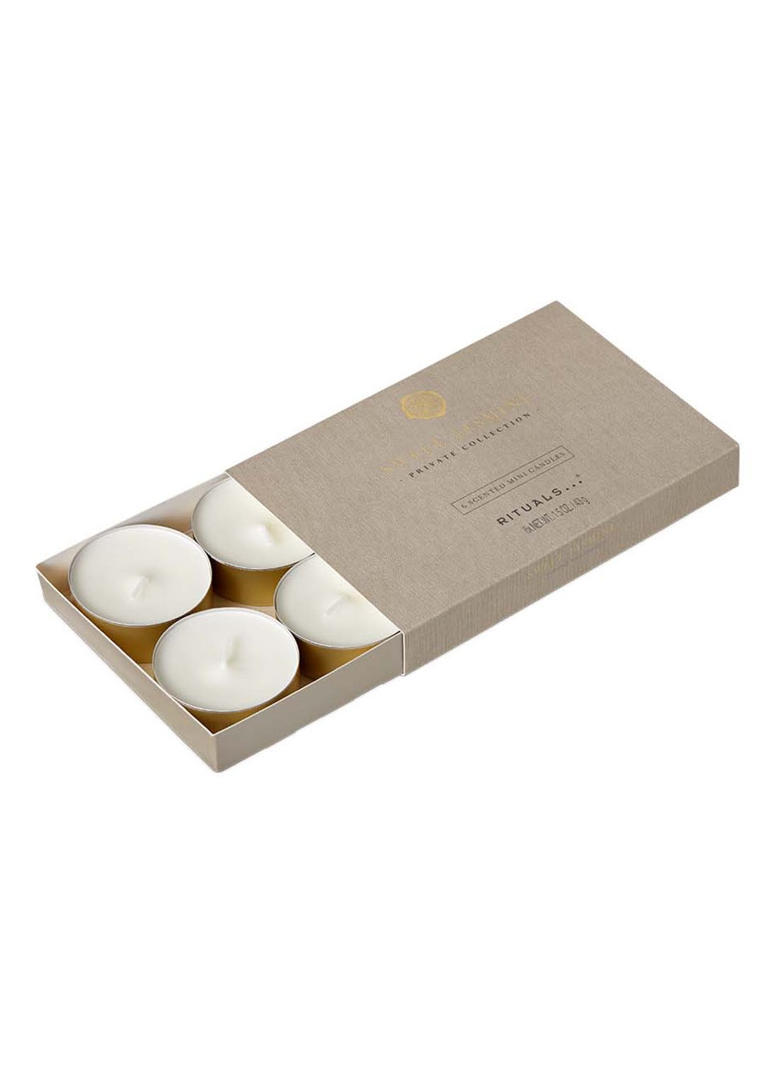 Rituals Sweet Jasmine Mini geurkaars 43 gram set van 6 - detail goud