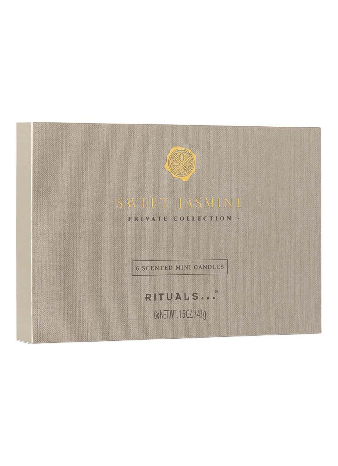 Rituals Sweet Jasmine Mini geurkaars 43 gram set van 6 - voorkant 3 goud