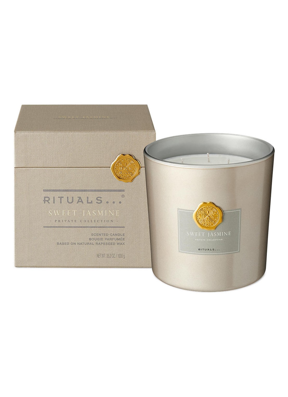 Rituals Sweet Jasmine XL geurkaars 1000 gram - voorkant 2 goud