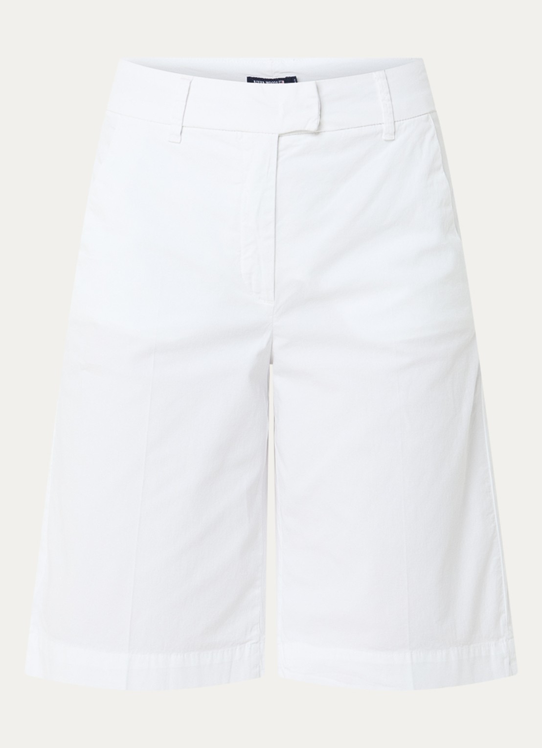 River Woods Base mid waist straight fit korte broek van katoen  - voorkant wit