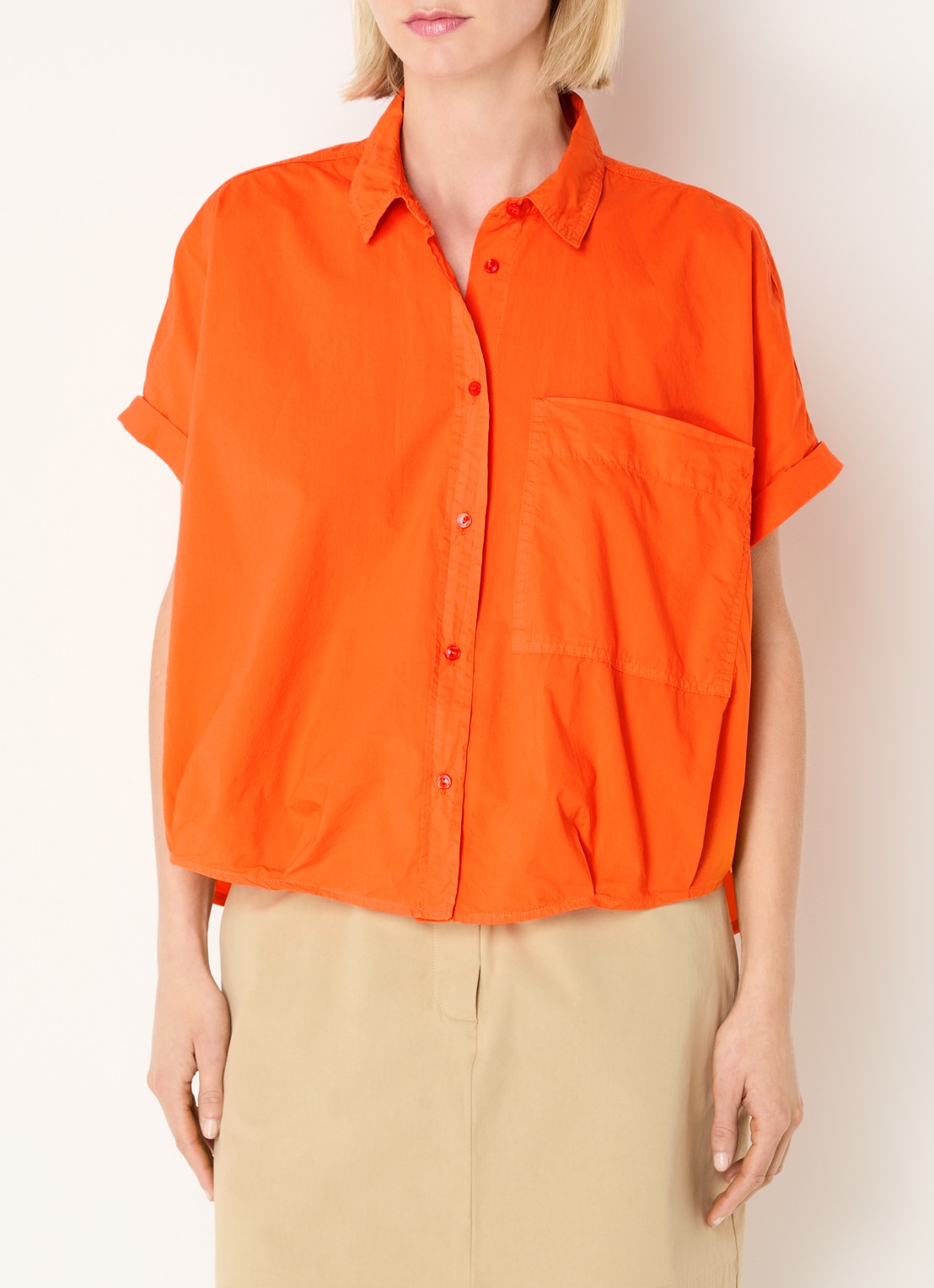 River Woods Blouse met borstzak  - detail 2 oranjerood