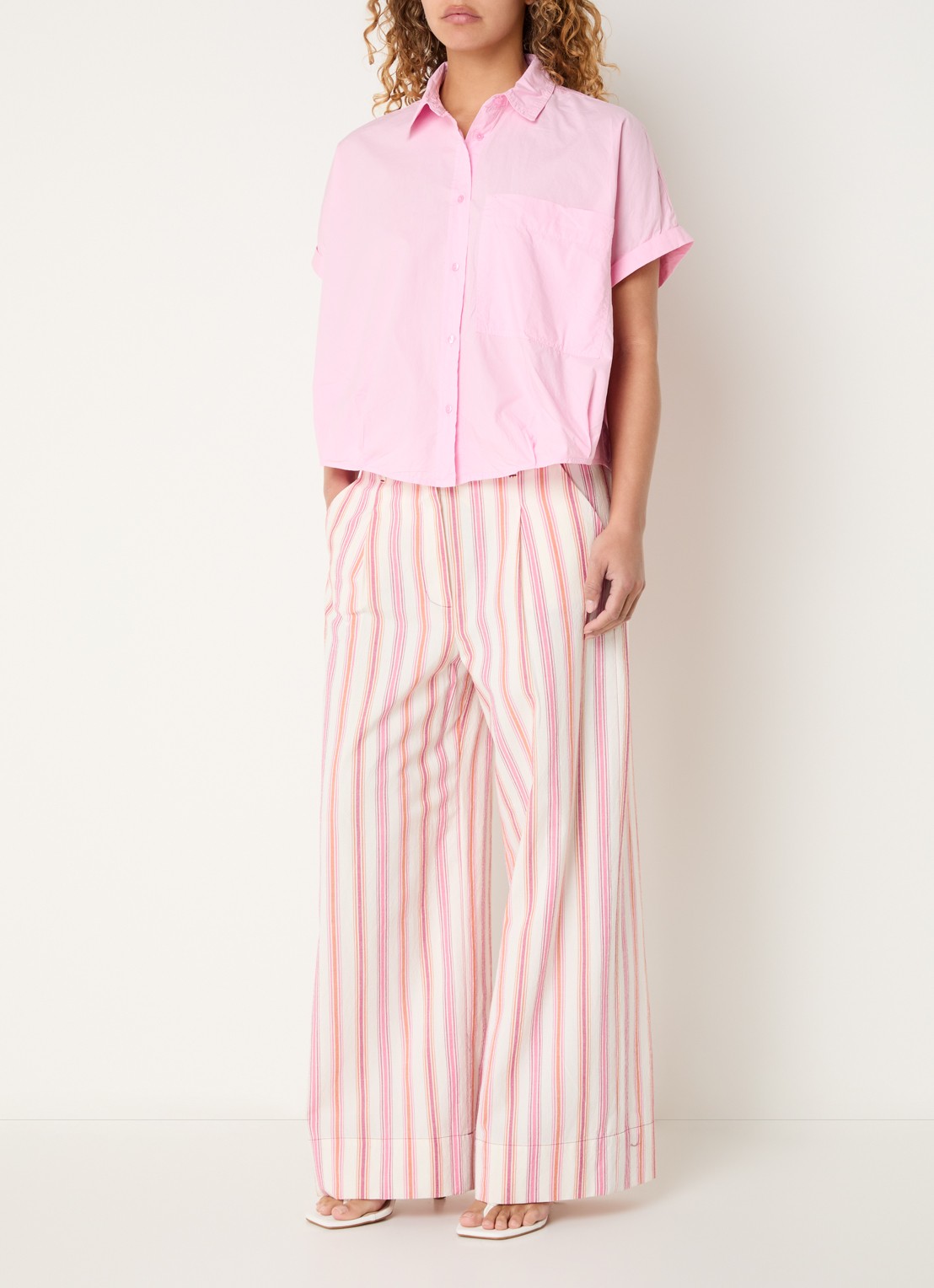 River Woods Blouse met borstzak  - voorkant 2 roze