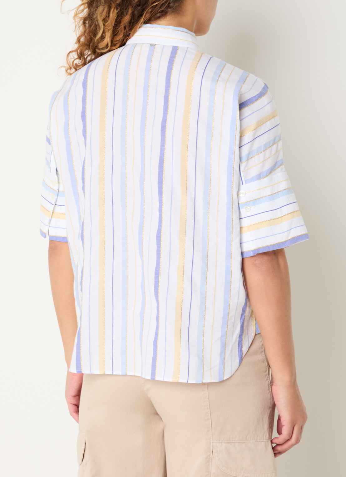 River Woods Blouse met glitter streepprint - achterkant 2 goud