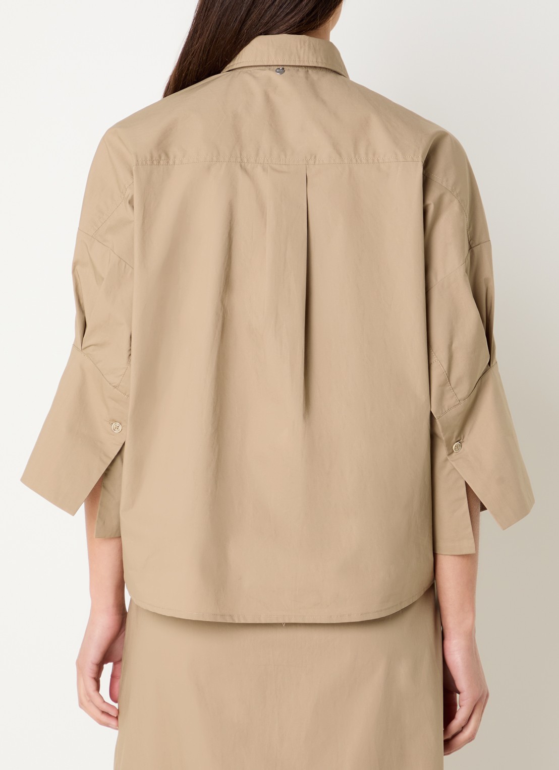 River Woods Blouse met kraag - achterkant 4 donkerbeige