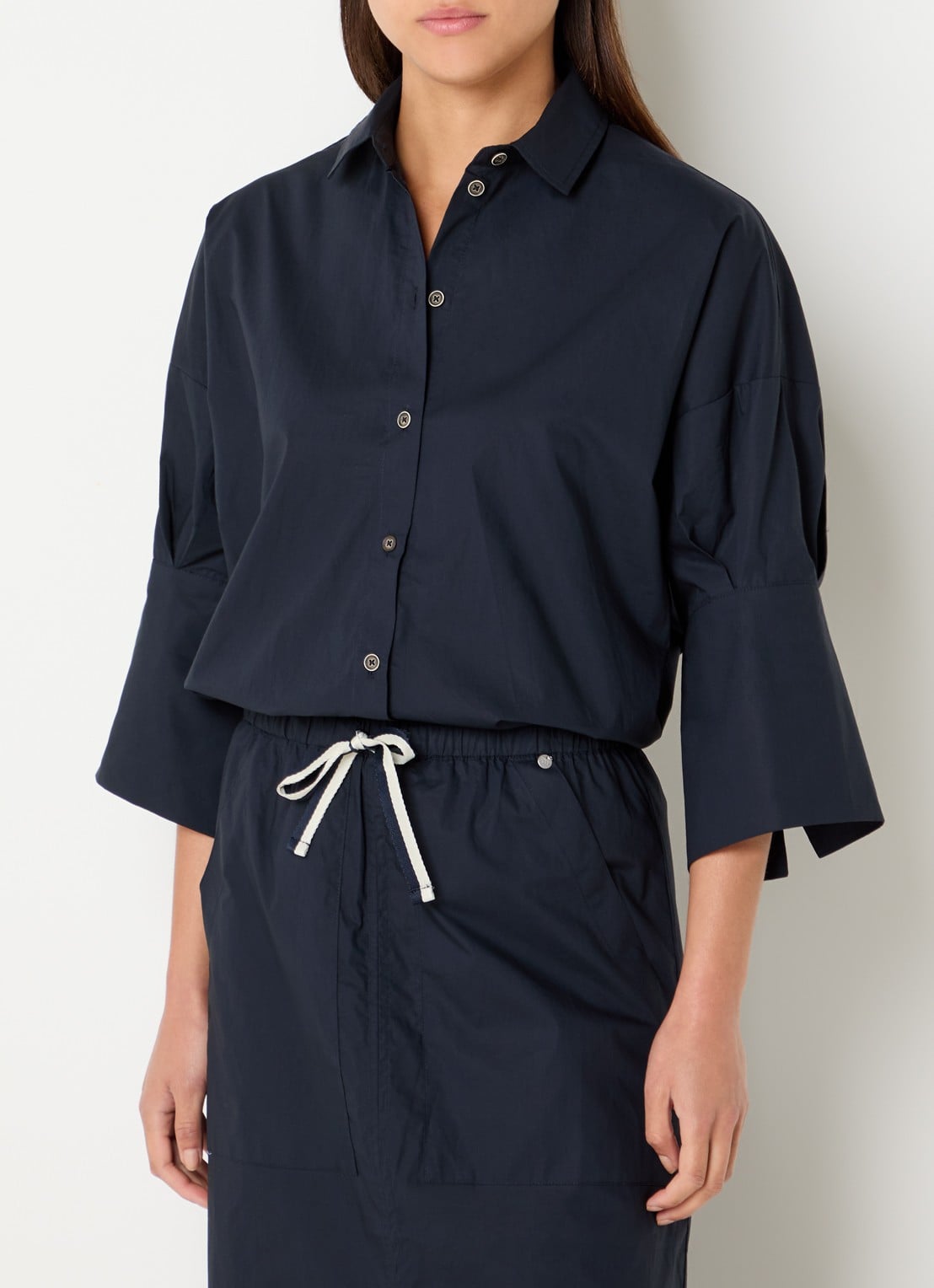 River Woods Blouse met kraag - detail 3 indigo
