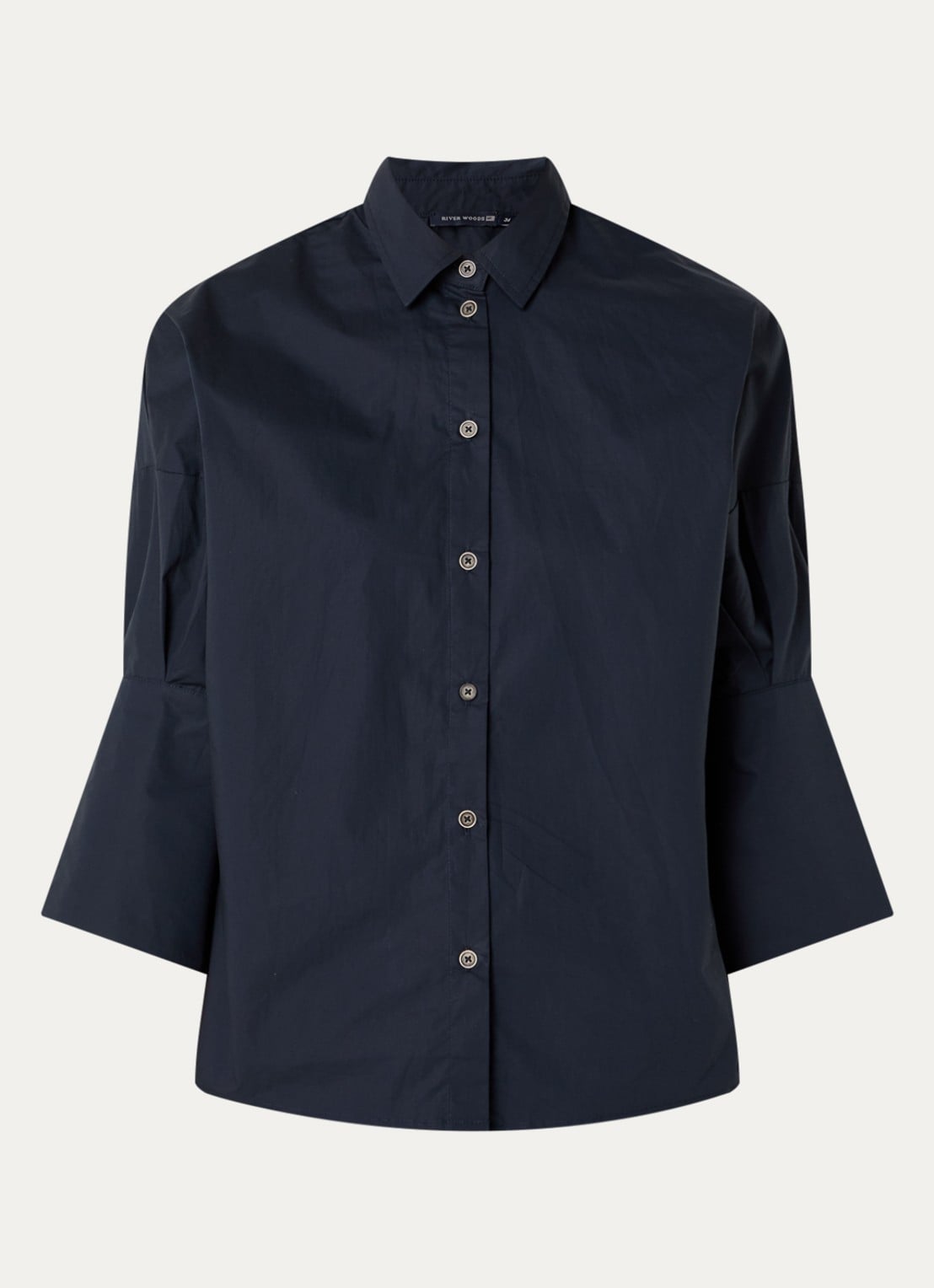 River Woods Blouse met kraag - voorkant indigo