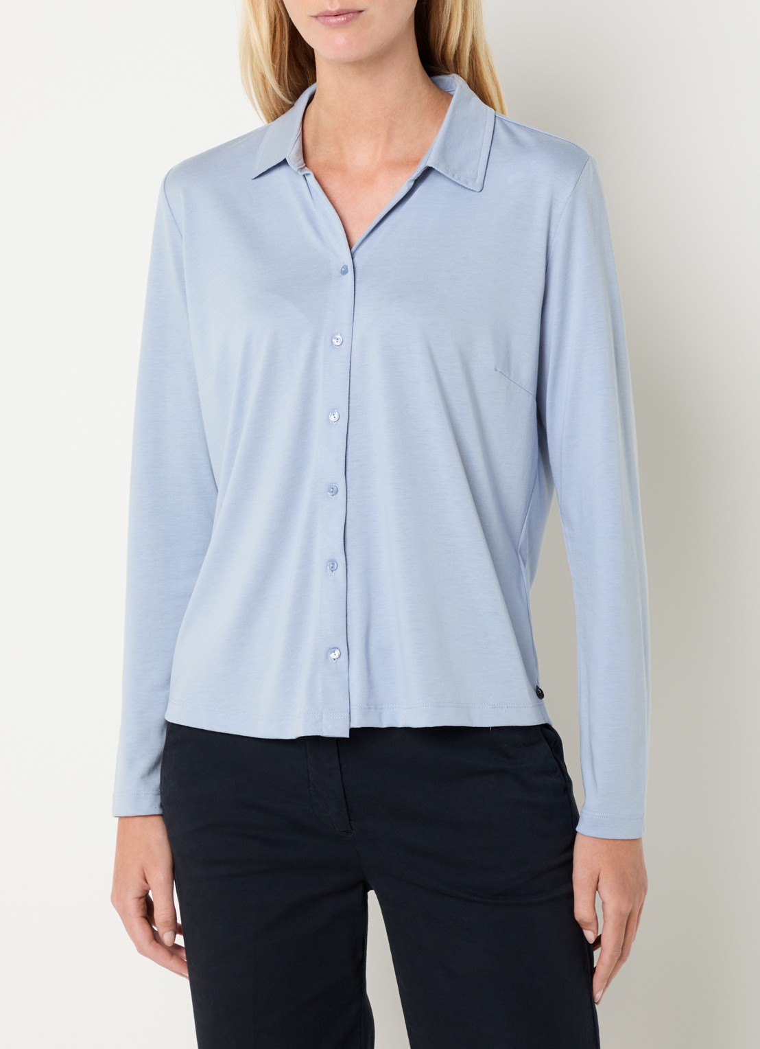 River Woods Blouse met kraag - detail lichtblauw