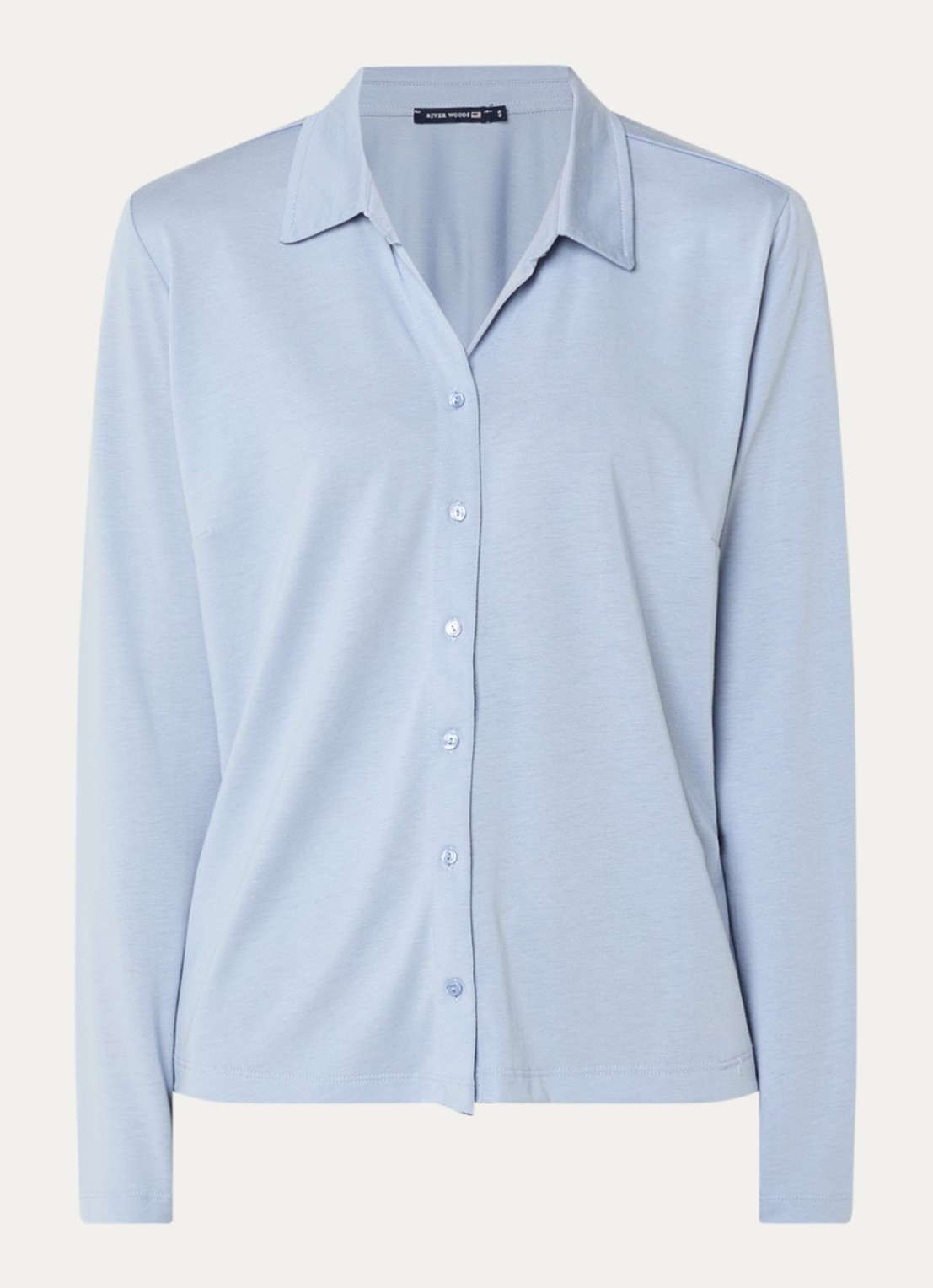 River Woods Blouse met kraag - voorkant 2 lichtblauw