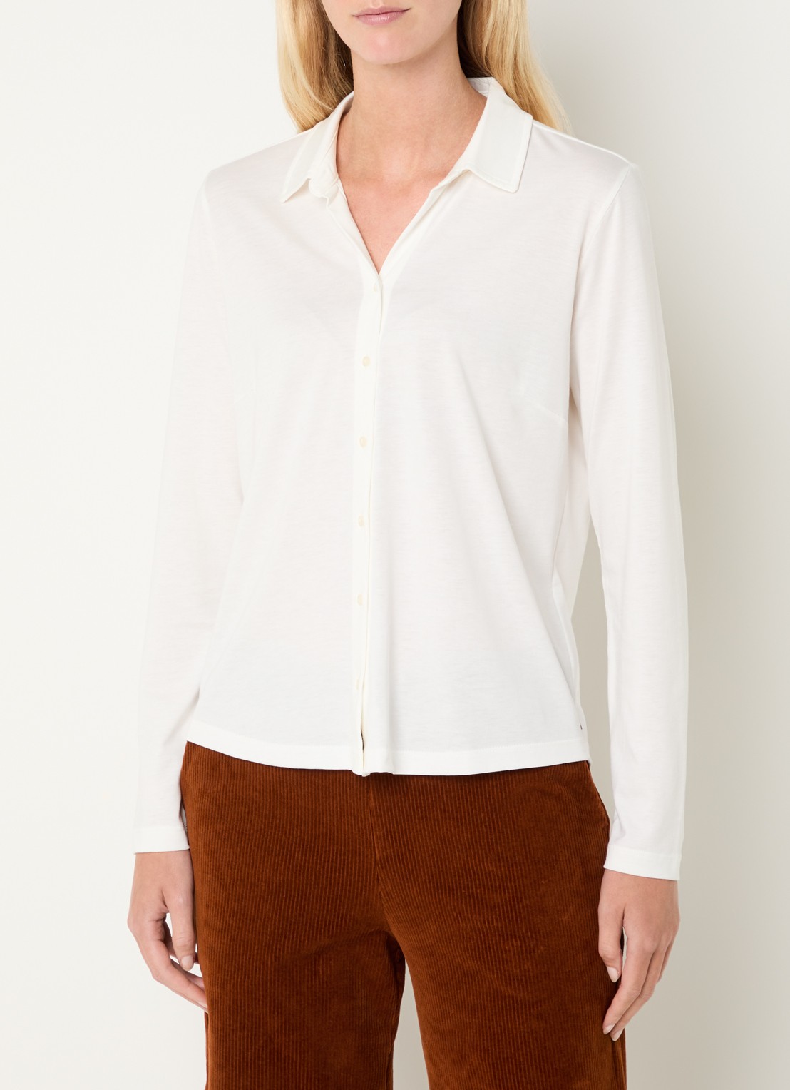 River Woods Blouse met kraag - detail gebroken wit