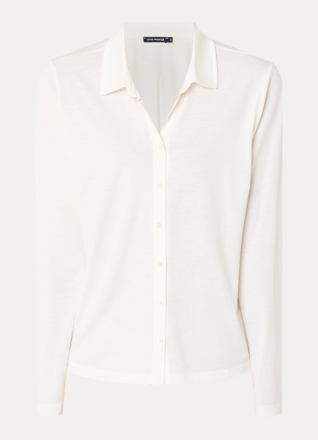River Woods Blouse met kraag - voorkant 2 gebroken wit