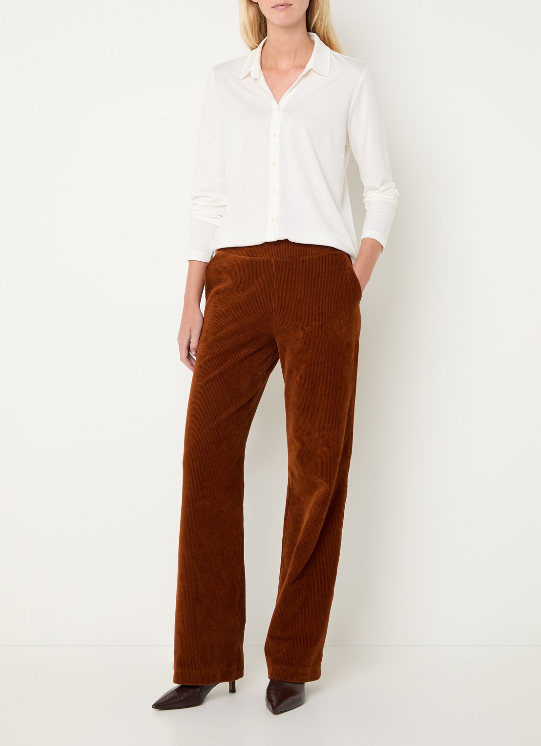 River Woods Blouse met kraag - voorkant 3 gebroken wit